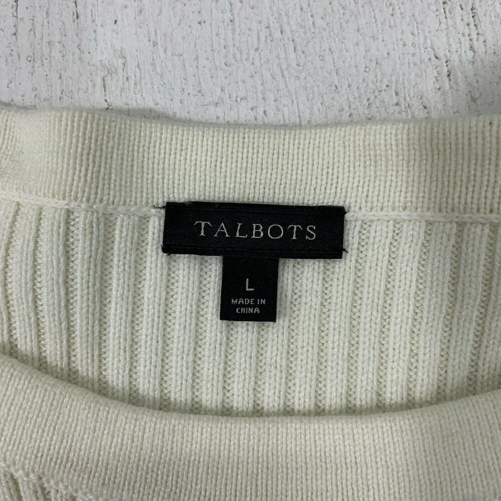 Talbots Striped Sweater Women L Large Navy White Boat Neck Rib Contrast Pullover - Picture 8 of 11